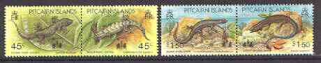 Pitcairn Islands 1994 'Hong Kong 94' opt on Lizards set of 4 (2 se-tenant pairs) unmounted mint SG 442-45, stamps on , stamps on  stamps on stamp exhibitions, stamps on reptiles, stamps on animals