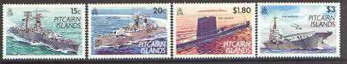 Pitcairn Islands 1993 Modern Navy set of 4 unmounted mint SG 426-29*, stamps on , stamps on  stamps on ships, stamps on flat tops, stamps on submarines, stamps on helicopters