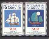 Pitcairn Islands 1996 'China 96' Stamp Exhibition perf set of 2 (Ships) unmounted mint SG 497-98*, stamps on stamp exhibitions, stamps on ships, stamps on bounty