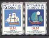 Pitcairn Islands 1996 'China 96' Stamp Exhibition perf set of 2 (Ships) unmounted mint SG 497-98*, stamps on stamp exhibitions, stamps on ships, stamps on bounty