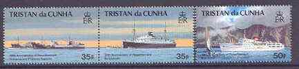 Tristan da Cunha 1993 30th Anniversary of Resettlement set of 3 unmounted mint SG 546-48, stamps on , stamps on  stamps on ships, stamps on  stamps on fishing