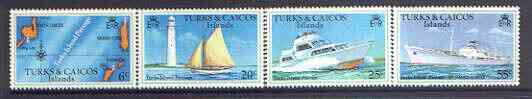 Turks & Caicos Islands 1978 Turks Island Passage no wmk set of 4 unmounted mint SG 489A-92A, stamps on , stamps on  stamps on ships, stamps on  stamps on lighthouses, stamps on  stamps on maps