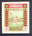 Liberia 1955 Tennis 3c imperf proof in issued colours on gummed paper unmounted mint as SG 756, stamps on sport, stamps on tennis, stamps on 