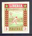 Liberia 1955 Tennis 3c imperf proof in issued colours on gummed paper unmounted mint as SG 756, stamps on , stamps on  stamps on sport, stamps on tennis, stamps on 