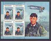 Montserrat 1998 Famous People of the 20th Century - Charles Lindbergh (aviator) perf sheetlet containing 4 vals opt'd SPECIMEN, unmounted mint as SG 1074s, stamps on aviation, stamps on millennium, stamps on masonics, stamps on lindbergh, stamps on masonry