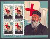 Montserrat 1998 Famous People of the 20th Century - Henri Dunant (Red Cross) perf sheetlet containing 4 vals opt'd SPECIMEN, unmounted mint as SG 1069s, stamps on , stamps on  stamps on personalities, stamps on  stamps on red cross, stamps on  stamps on millennium, stamps on  stamps on nobel