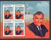 Montserrat 1998 Famous People of the 20th Century - Wernher von Braun (Space scientist) perf sheetlet containing 4 vals opt'd SPECIMEN, unmounted mint as SG 1067s, stamps on personalities, stamps on space, stamps on millennium, stamps on science