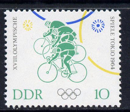 Germany - East 1964 Cycling 10pf from Tokyo Olympic Games set unmounted mint, SG E763, stamps on , stamps on  stamps on germany - east 1964 cycling 10pf from tokyo olympic games set unmounted mint, stamps on  stamps on  sg e763