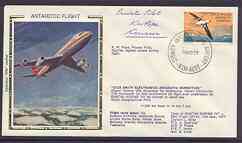Australian Antarctic Territory 1977 Boeing 747 silk cover for Dick Smith Electronics Antarctic Expedition Flight, signed by K W Pope, Private Pilot, stamps on aviation, stamps on boeing, stamps on polar