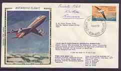 Australian Antarctic Territory 1977 Boeing 747 silk cover for Dick Smith Electronics Antarctic Expedition Flight, signed by K W Pope, Private Pilot, stamps on , stamps on  stamps on aviation, stamps on boeing, stamps on polar