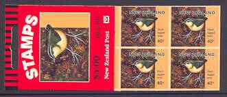 Booklet - New Zealand 1996 Extinct Birds - Stout-legged Wren $4 self-adhesive booklet complete, SG SB83, stamps on birds, stamps on wrens, stamps on self adhesive