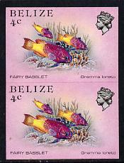 Belize 1984-88 Fairy Basslet 4c def in unmounted mint imperf pair (SG 769), stamps on fish     marine-life
