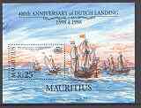 Mauritius 1998 400th Anniversary of Dutch Landing m/sheet unmounted mint SG MS987, stamps on , stamps on  stamps on ships, stamps on 