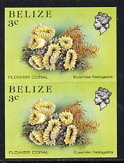 Belize 1984-88 Flower Coral 3c def in unmounted mint imperf pair (SG 768), stamps on , stamps on  stamps on coral     marine-life