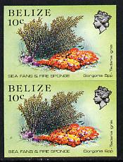 Belize 1984-88 Sea Fans & Fire Sponge 10c def in unmounted mint imperf pair (SG 772), stamps on marine-life
