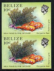 Belize 1984-88 Sea Fans & Fire Sponge 10c def in unmounted mint imperf pair (SG 772), stamps on marine-life