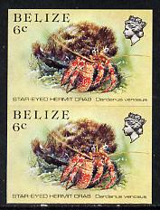 Belize 1984-88 Hermit Crab 6c def in unmounted mint imperf pair (SG 771), stamps on crabs   marine-life