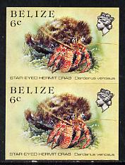 Belize 1984-88 Hermit Crab 6c def in unmounted mint imperf pair (SG 771), stamps on , stamps on  stamps on crabs   marine-life