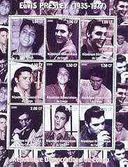 Congo 2000 Elvis Presley perf sheetlet containing 9 values unmounted mint , stamps on entertainments, stamps on films, stamps on cinema, stamps on elvis, stamps on music