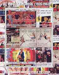 Congo 2000 Marilyn Monroe perf sheetlet #1 containing 9 values (Film posters) unmounted mint, stamps on , stamps on  stamps on entertainments, stamps on films, stamps on cinema, stamps on marilyn monroe