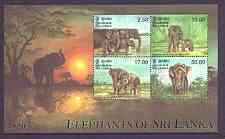 Sri Lanka 1998 Elephants m/sheet unmounted mint, SG MS 1405, stamps on , stamps on  stamps on animals, stamps on  stamps on elephants