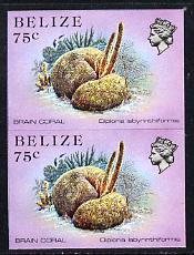 Belize 1984-88 Brain Coral 75c def in unmounted mint imperf pair (SG 777), stamps on , stamps on  stamps on coral     marine-life