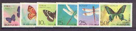 North Korea 1977 Butterflies & Dragonflies perf set of 6 unmounted mint, SG N1627-32, stamps on , stamps on  stamps on butterflies, stamps on  stamps on insects, stamps on  stamps on dragonflies