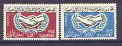 Algeria 1965 International Co-operation Year set of 2 unmounted mint SG 444-45, stamps on communications, stamps on  icy , stamps on united nations