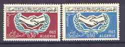 Algeria 1965 International Co-operation Year set of 2 unmounted mint SG 444-45, stamps on , stamps on  stamps on communications, stamps on  stamps on  icy , stamps on  stamps on united nations