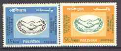 Pakistan 1965 International Co-operation Year perf set of 2 unmounted mint SG 222-23, stamps on , stamps on  stamps on communications, stamps on  stamps on  icy , stamps on  stamps on united nations