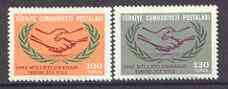 Turkey 1965 International Co-operation Year set of 2 unmounted mint SG 2097-98, stamps on , stamps on  stamps on communications, stamps on  stamps on  icy , stamps on  stamps on united nations