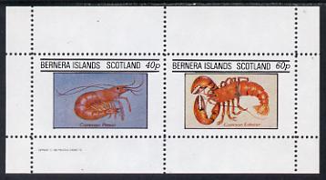 Bernera 1982 Shell Fish (Prawn & Lobster) perf set of 2 values (40p & 60p) unmounted mint, stamps on , stamps on  stamps on food   marine-life