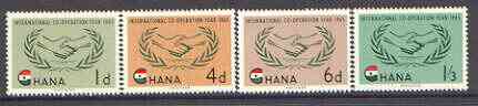 Ghana 1965 International Co-operation Year set of 4 unmounted mint, SG 365-68, stamps on , stamps on  stamps on communications, stamps on  stamps on  icy , stamps on  stamps on united nations