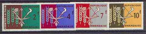 Rwanda 1963 Freedom From Hunger set of 4 unmounted mint, SG 23-26
