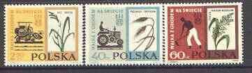 Poland 1963 Freedom From Hunger set of 3 unmounted mint, SG 1358-60, stamps on , stamps on  stamps on farming, stamps on food, stamps on ffh, stamps on tractors, stamps on  stamps on  ffh , stamps on  stamps on 