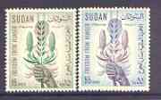 Sudan 1963 Freedom From Hunger set of 2 unmounted mint, SG 226-27, stamps on food, stamps on  ffh , stamps on 