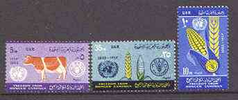 Egypt 1963 Freedom from Hunger perf set of 3 unmounted mint, SG 745-47, stamps on , stamps on  stamps on food, stamps on ffh, stamps on wheat, stamps on corn, stamps on cattle, stamps on bovine, stamps on  stamps on  ffh , stamps on  stamps on 