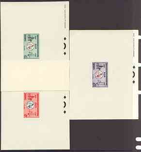 Cambodia 1965 International Telecommunications Union set of 3 Epreuves deluxe proofs in full issued colours, stamps on communications, stamps on itu, stamps on 
