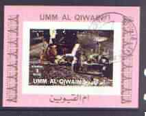 Umm Al Qiwain 1972 History of Space #2 individual imperf sheetlet #01 cto used as Mi 1194B, stamps on space
