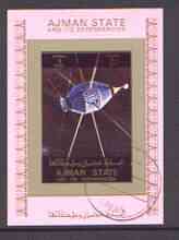 Ajman 1972 History of Space individual imperf sheetlet #01 cto used as Mi 2781B, stamps on space