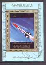 Ajman 1972 History of Space individual perf sheetlet #02 cto used as Mi 2782A, stamps on space
