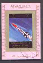 Ajman 1972 History of Space individual imperf sheetlet #02 cto used as Mi 2782B, stamps on space
