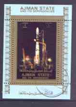 Ajman 1972 History of Space individual perf sheetlet #06 cto used as Mi 2786A, stamps on space
