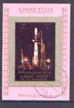 Ajman 1972 History of Space individual imperf sheetlet #06 cto used as Mi 2786B, stamps on space