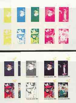 Nagaland 1982 Princess Di's 21st Birthday imperf sheetlet containing set of 4 values, the set of 7 progressive colour proofs comprising the 4 individual colours plus 2, 3 and all 4-colour composites (some wrinkles) unmounted mint, stamps on diana, stamps on royalty