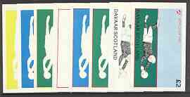 Davaar Island 1982 Football World Cup imperf deluxe sheet (\A32) set of 8 progressive colour proofs comprising the 4 individual colours plus various composites incl compl..., stamps on football, stamps on sport