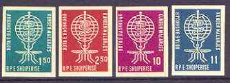 Albania 1962 Malaria Eradication imperf set of 4 unmounted mint, as SG 696-99, Mi 650-53B, stamps on , stamps on  stamps on insects, stamps on medical, stamps on malaria, stamps on diseases