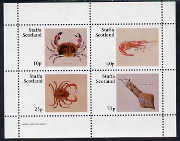 Staffa 1982 Shellfish (Crab) perf set of 4 values (10p to 75p) unmounted mint, stamps on , stamps on  stamps on crabs  food  marine-life