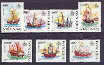 Vietnam 1991 500th Anniversary of Discovery of America by Columbus (2nd Issue) perf set of 7 unmounted mint, SG 1545-51, stamps on americana, stamps on ships, stamps on explorers, stamps on columbus   