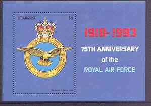 Dominica 1993 75th Anniversary of Royal Air Force perf m/sheet unmounted mint, SG MS 1729b, stamps on , stamps on  stamps on aviation, stamps on  stamps on  ww2 , stamps on  stamps on  raf , stamps on  stamps on 